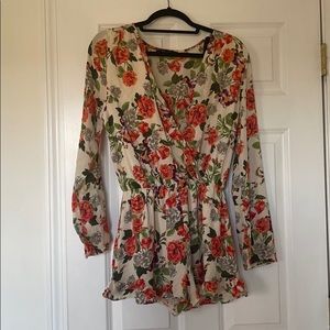 Nasty Gal Romper w/ Bell Sleeve/Ruffled Shorts